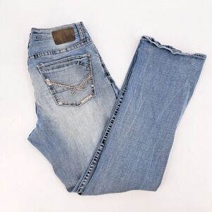 BKE Denim Tyler Straight Leg Jeans Mens 33x31 Light Wash Distressed Stretch